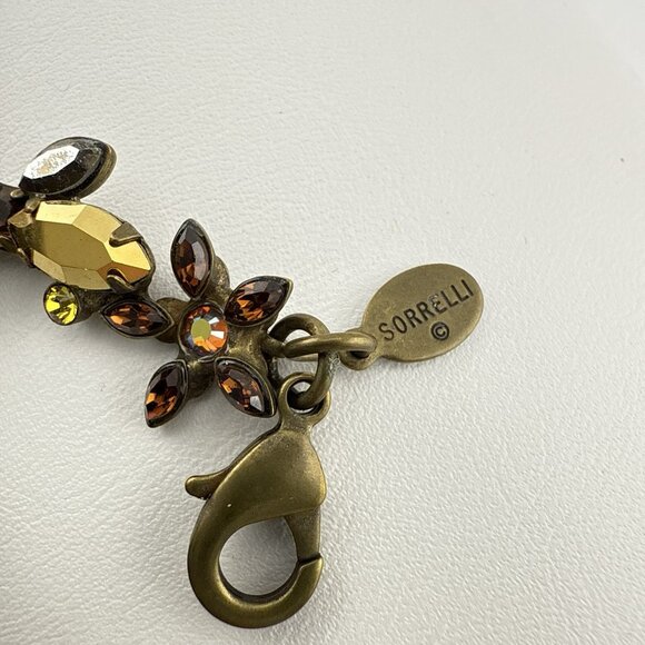 Sorrelli Bracelet Crystal Orange Brown Gold Amber Fall Autumn Rhinestone Signed - Picture 7 of 10